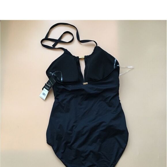 NWT LAUREN Ralph Lauren Beach Club Solid High Neck One-Piece size 8 - Picture 6 of 12